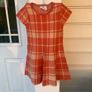Sincerely Jules orange and cream plaid Girl Dress size 10/12 NWT